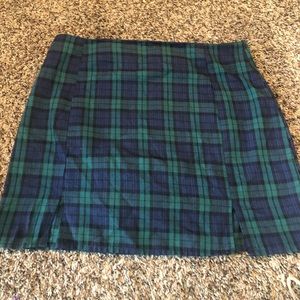 Green and blue plaid skirt